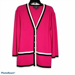 St. John Sport Knit Wool Blend Sweater Cardigan Blazer Pink Size M Button Front
